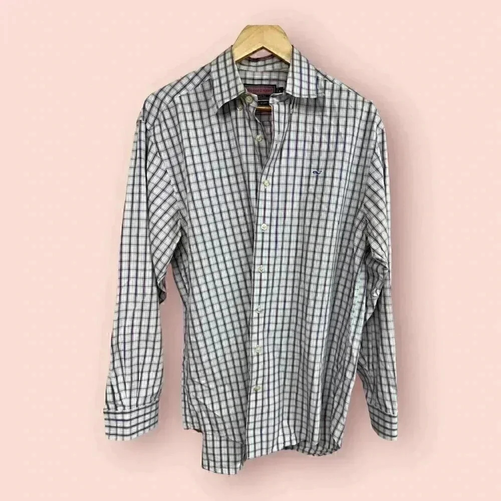 Vineyard Vines By Shep & Ian Medium Plaid Long Sleeve Button Down Whale Shirt